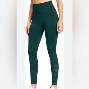 ❤️5/$25 High Rise Seamless Mesh Stretchy Athletic Leggings Green Size Small